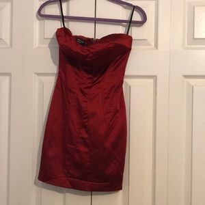 Bebe Red Strapless Cocktail Dress